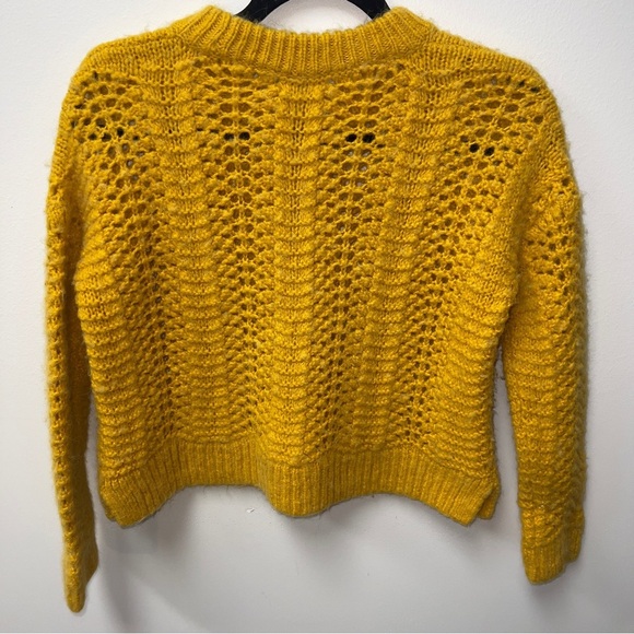 Madewell Windemere Pointelle Stitch Alpaca Wool Fuzzy Crew Neck Pullover Sweater - Picture 3 of 8